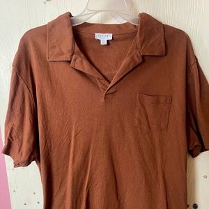 Sunspel  Men’s Rivera Polo Shirt in Dark Camel, XXL